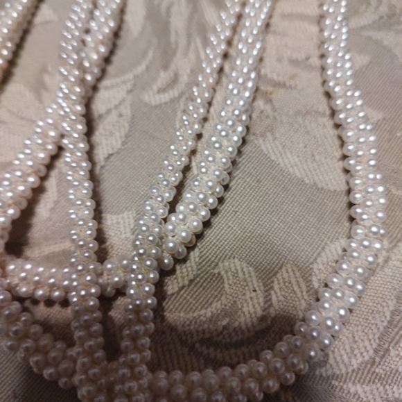 ▫️🎀▫️Elegant Vtg 80's Lusterous Art Deco Style Multi-Strand Seed Pearl Necklace - Picture 14 of 16